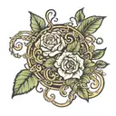 444 with flowers and vines representing growth strength family spirituality tattoo design idea