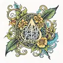 444 with flowers and vines representing growth strength family spirituality tattoo design idea