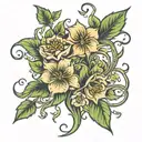 444 with flowers and vines representing growth strength family spirituality tattoo design idea
