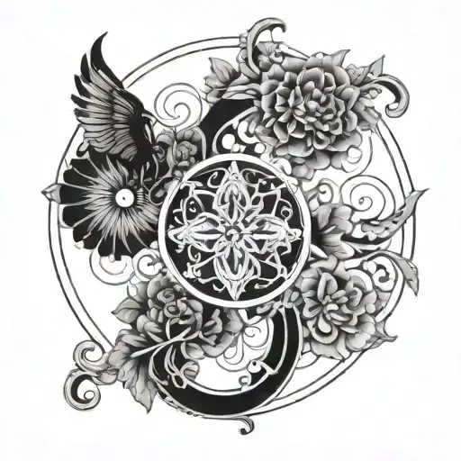 Place the Gemini symbol (♊) prominently in the centre. You might want it stylized with intricate lines or floral element tattoo design idea