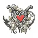 Letter "V" with a heart tattoo design idea