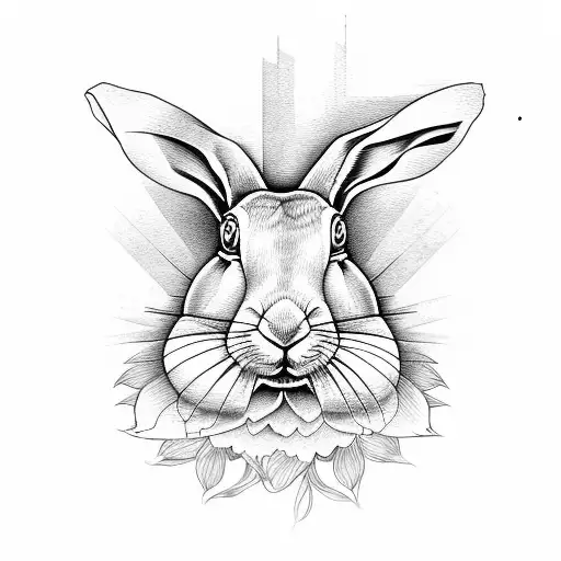 hare inside peony tattoo design idea