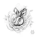 hare inside peony tattoo design idea
