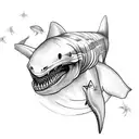 skeleton riding on a shark tattoo design idea