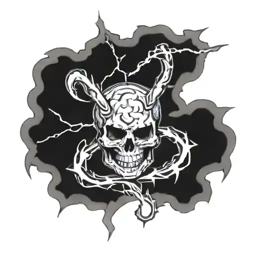Grateful Dead lightning bolt and lord of the rings entertwined tattoo design idea