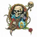 Grateful Dead and lord of the rings entertwined tattoo design idea