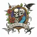Grateful Dead and lord of the rings entertwined tattoo design idea