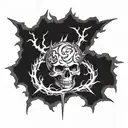 Grateful Dead lightning bolt and lord of the rings entertwined tattoo design idea