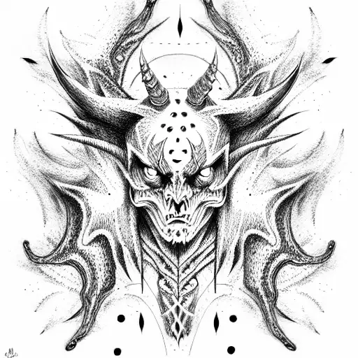 demon, blessed tattoo design idea