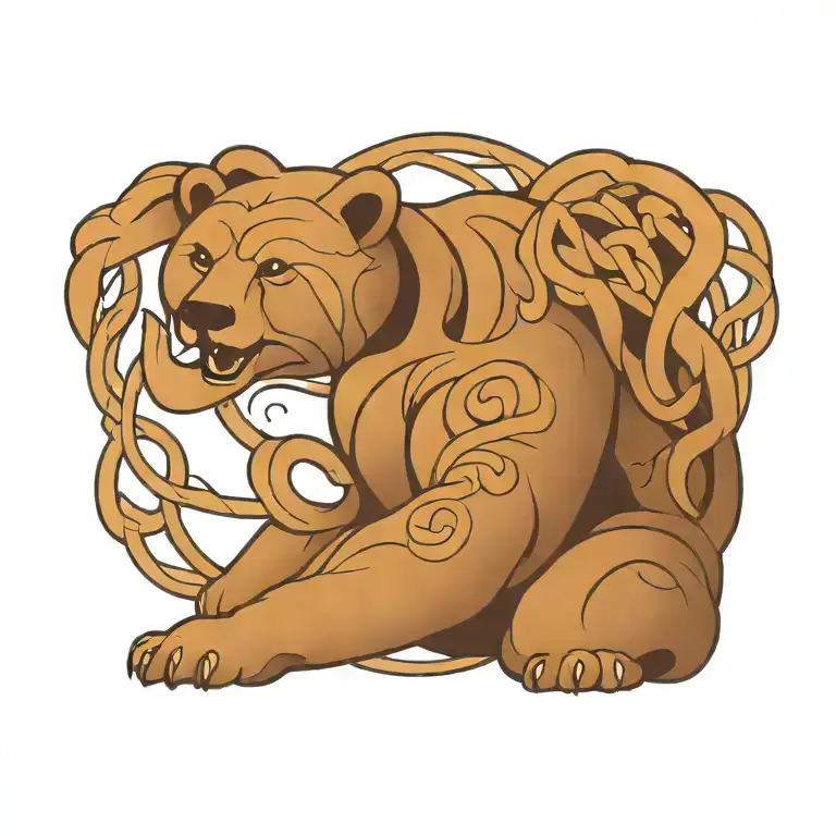 cute roly-poly bear Celtic knots love tattoo design idea