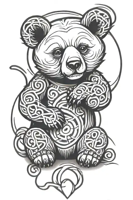 cute sitting bear Celtic knots love tattoo design idea