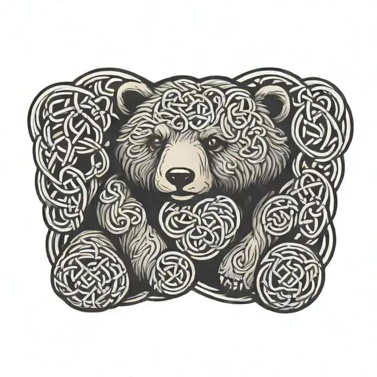cute bear Celtic knots love tattoo design idea