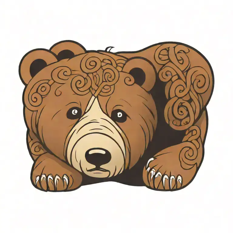 cute floppy roly-poly bear surrounded by Celtic knots  tattoo design idea
