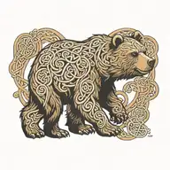 cute funny bear surrounded by Celtic knots  tattoo design idea