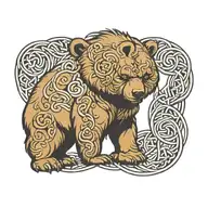 cute funny bear surrounded by Celtic knots  tattoo design idea