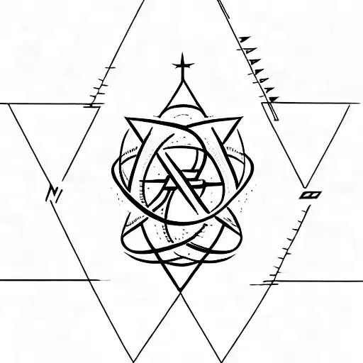 Infinity Symbol with triangle and compass tattoo design idea
