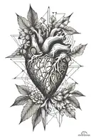 make a tattoo for broken heart with hiden 2 words George & Vassilis tattoo design idea