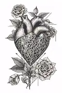 make a tattoo for broken heart with hiden 2 words George & Vassilis tattoo design idea
