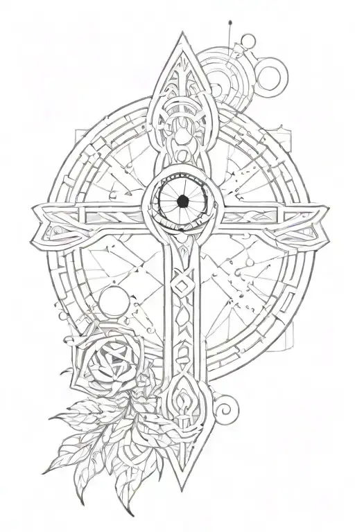 An ankh intertwined with a third eye, surrounded by a glowing dmt molecule tattoo design idea