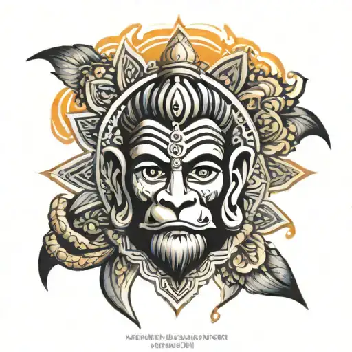 sun rays with hanuman face surrounded tattoo design idea