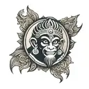 sun rays with hanuman face surrounded tattoo design idea