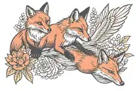 fox and cardinal flying towards tattoo design idea
