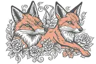 fox and cardinal flying towards tattoo design idea