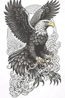 heaht,fire, eagle wings flying tattoo design idea