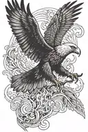 heaht,fire, eagle wings flying tattoo design idea