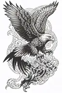 heaht,fire, eagle wings flying tattoo design idea