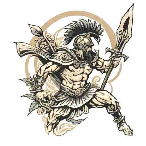 greek warrior tattoo design idea
