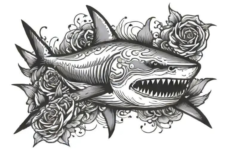word cover up tattoo with shark tattoo design idea