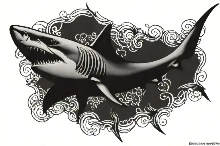 cover up tattoo with shark tattoo design idea