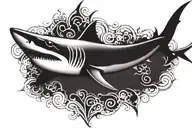 cover up tattoo with shark tattoo design idea