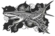 word cover up tattoo with shark tattoo design idea
