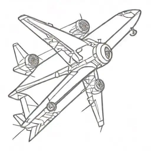Designing a tattoo design with a design of an airplane or an airplane engine along with lines and lines around it. The d tattoo design idea