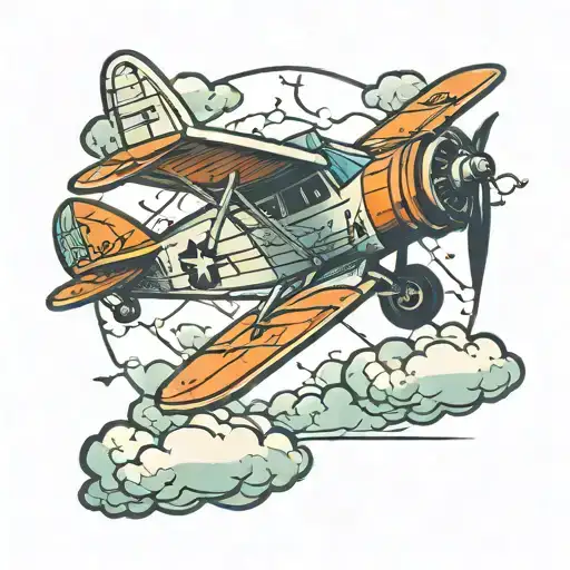 airplane flying in the sky tattoo design idea