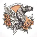 huella de perro con alas  tattoo design idea
