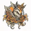 huella de perro con alas  tattoo design idea