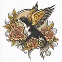 huella de perro con alas  tattoo design idea