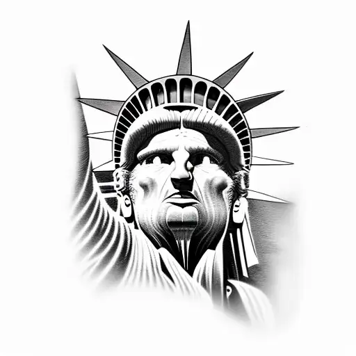 hate drives me too much love will kill you statue of liberty  tattoo design idea