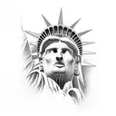 hate drives me too much love will kill you statue of liberty  tattoo design idea