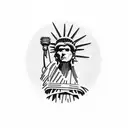 hate drives me too much love will kill you statue of liberty  tattoo design idea