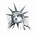 hate drives me too much love will kill you statue of liberty  tattoo design idea