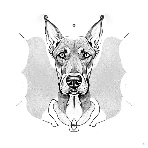 doberman de frente cara de mal tattoo design idea