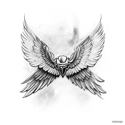 valkyrie, wings, raven.  tattoo design idea