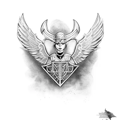 valkyrie, wings, Viking  tattoo design idea