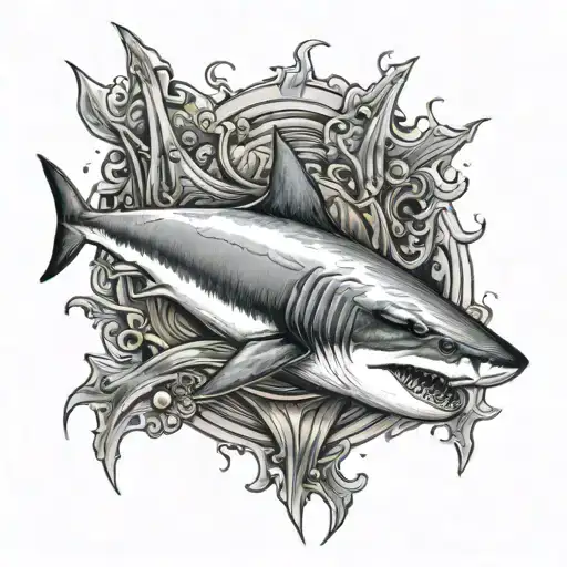 Shark fin emerging tattoo design idea