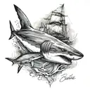 Shark fin emerging tattoo design idea