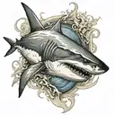 Shark fin emerging tattoo design idea